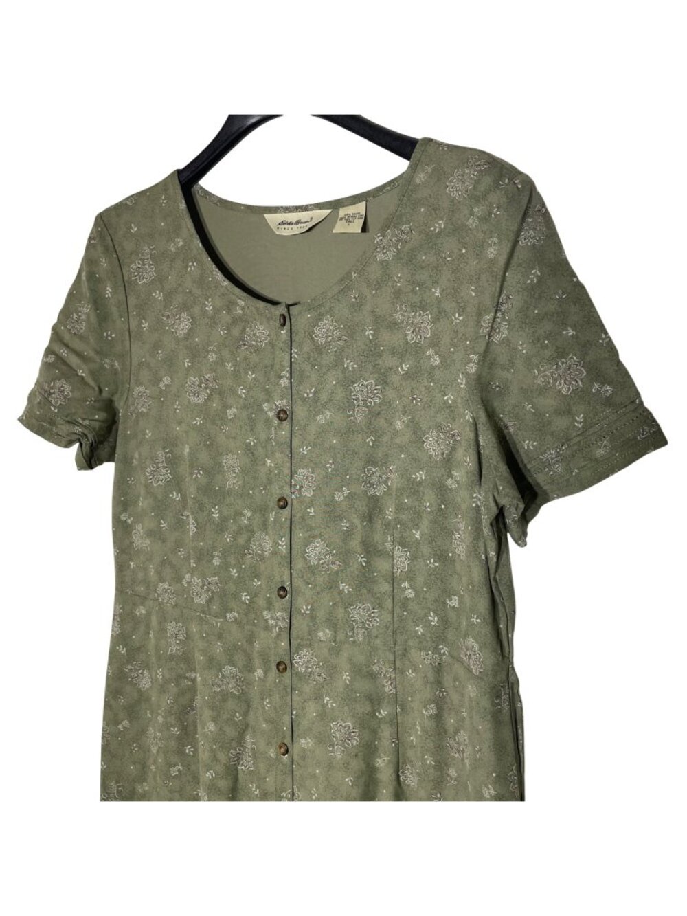 Eddie Bauer Olive Green Floral Maxi Dress